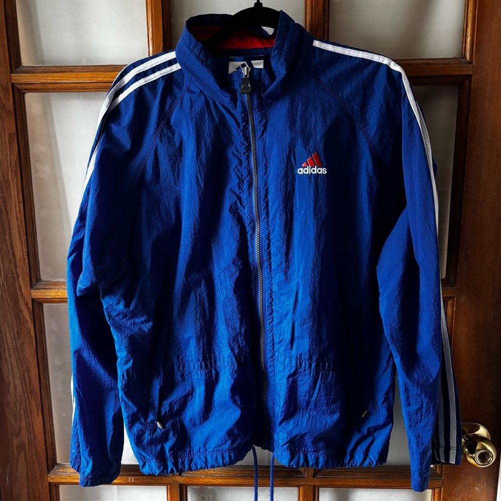 Vintage Adidas blue windbreaker / track jacket